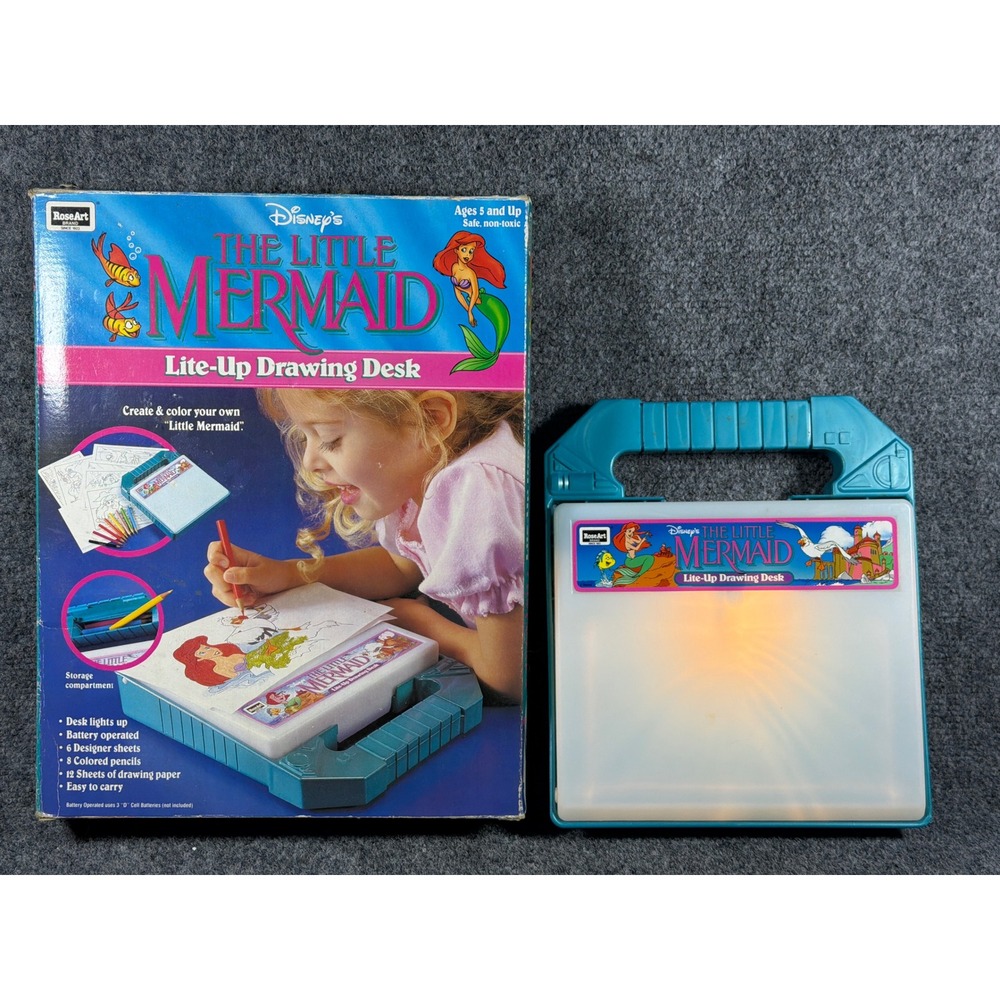 Vintage 1991 Rose Art Disney The Little Mermaid Lite-Up Drawing Desk